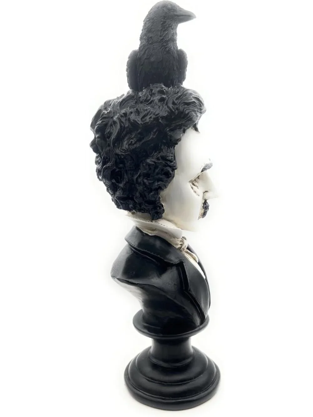 Gothic Edgar Allan Poe Bust Statue - Raven Figurine for Literary & Victorian